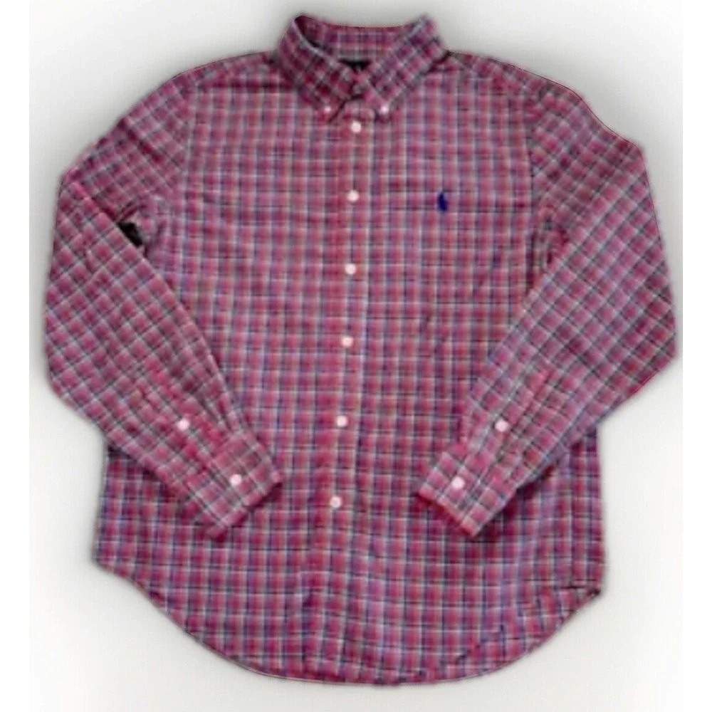 Boys RALPH LAUREN Button Front L/S Shirts Casual Large 14-16 Made India Lot Of 2